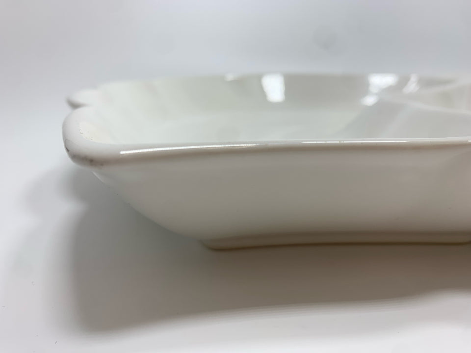 WHITE LEAF SECTIONED PLATTER.