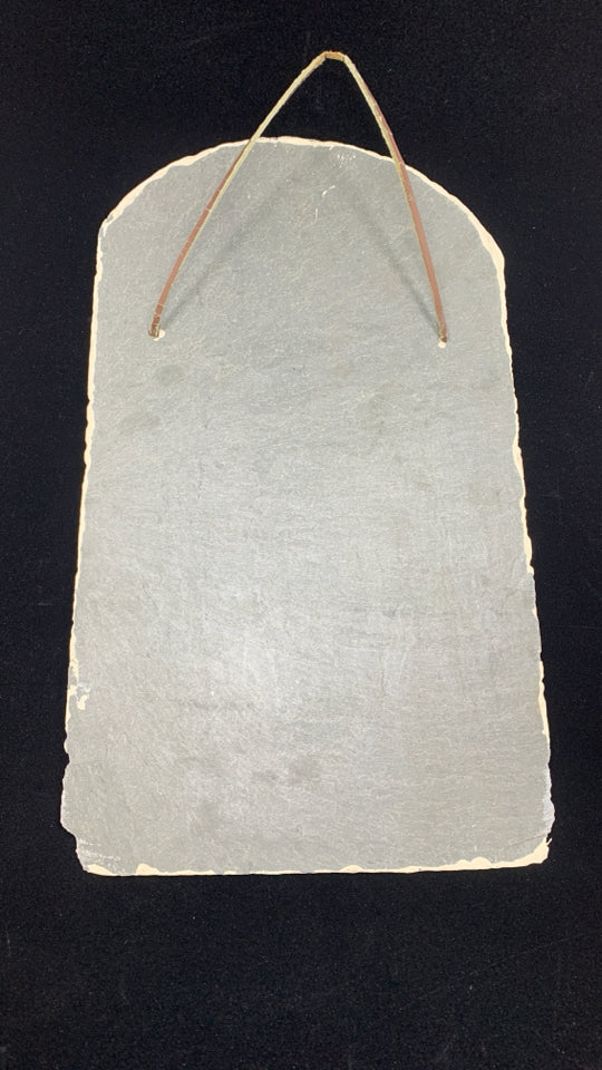 WELCOME SLATE PAINTED FLOWERS WALL HANGING.