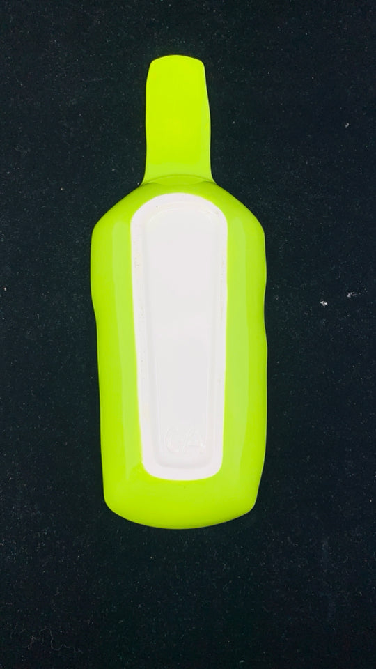 GREEN PAINTED BOTTLE SHAPED SERVING BOWL.