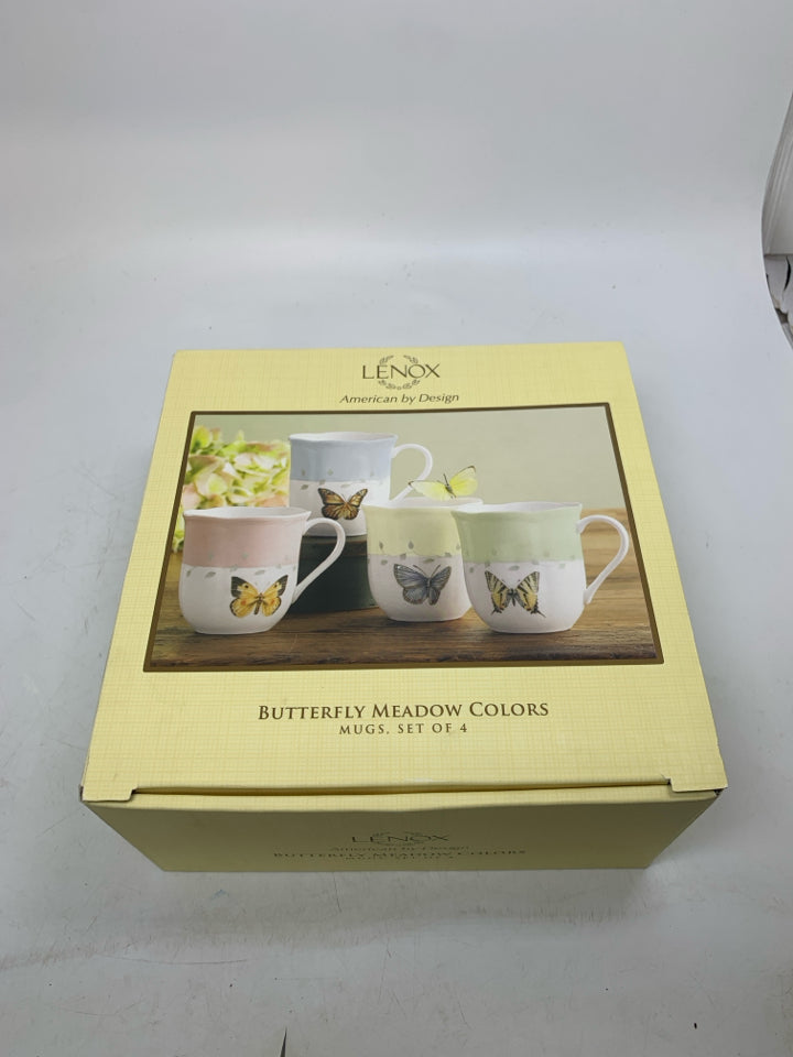 NIB 4 LENOX BUTTERFLY MEADOW MUGS.