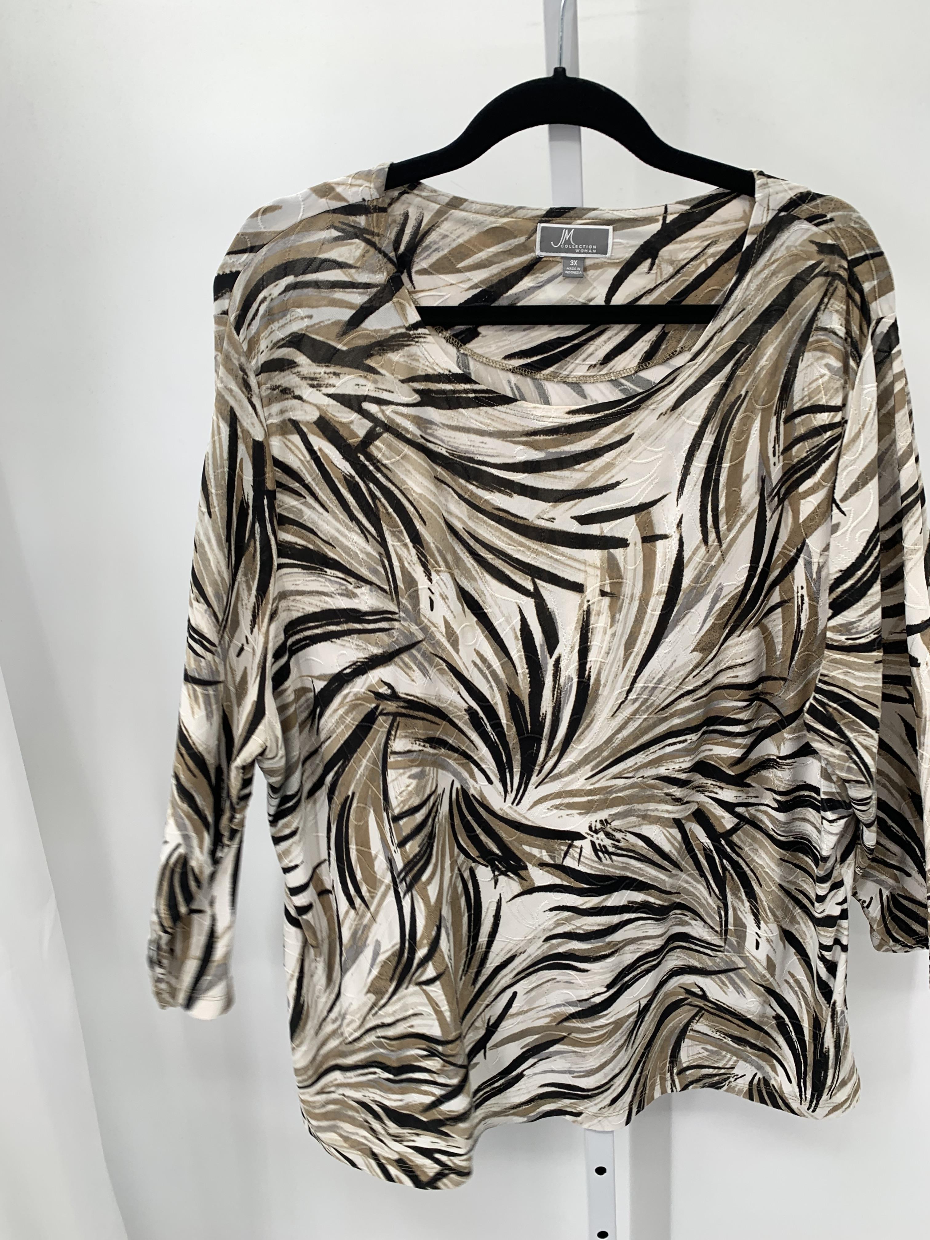 JM Collection Size 3X Womens 3/4 Sleeve Shirt