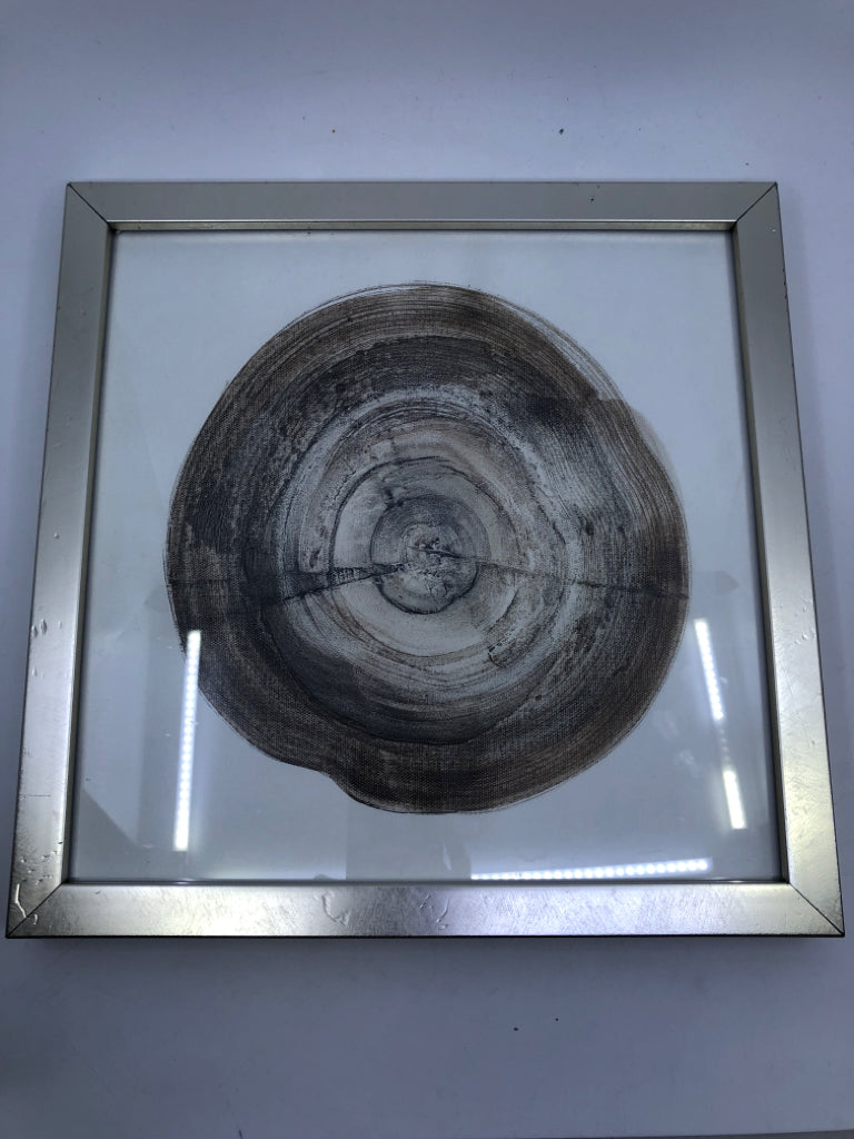 WOOD SLAB IN SILVER FRAME WALL ART.