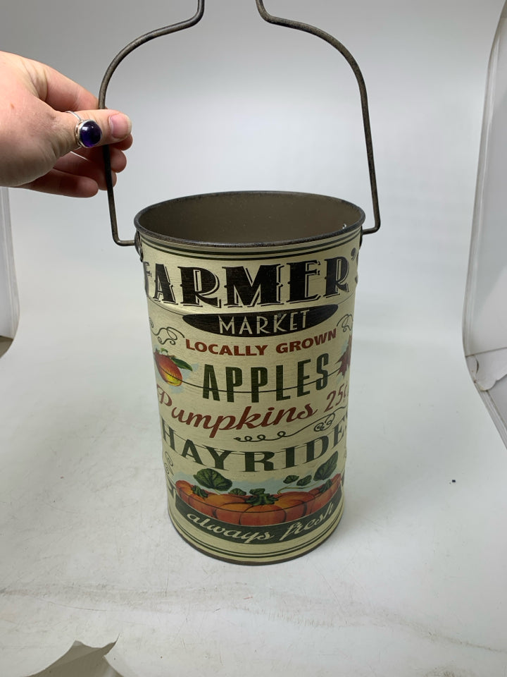 CYLINDER FARMERS MARKET METAL BUCKET.