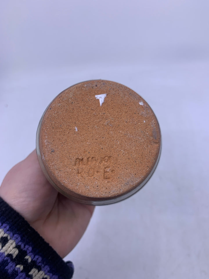 BLUE UNEVEN GLAZE W/ GREEN WHITE VASE.