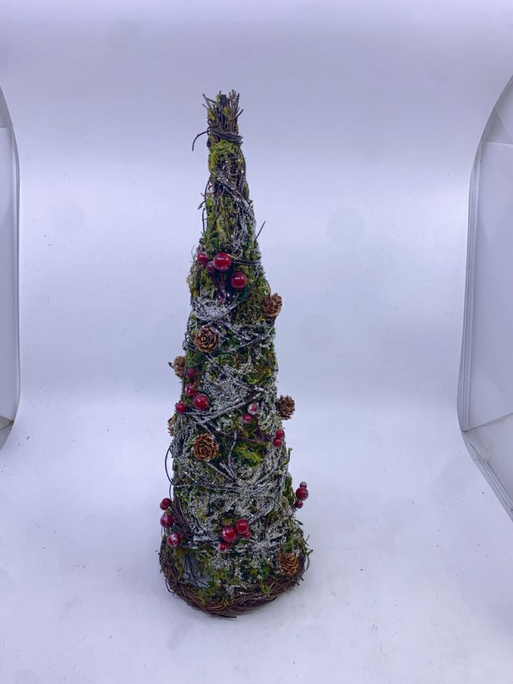 MOSS,TWIG, BERRIES GLITTER TWIG TREE.