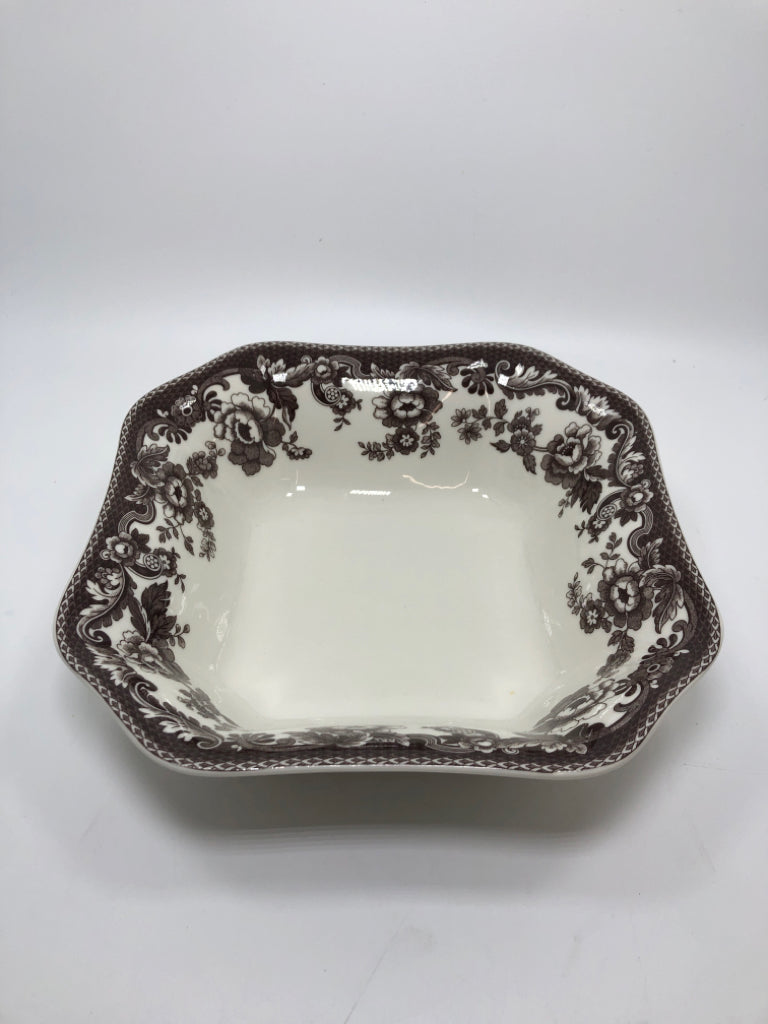 BROWN SPODE DELAMERE SQUARE SERVING BOWL.