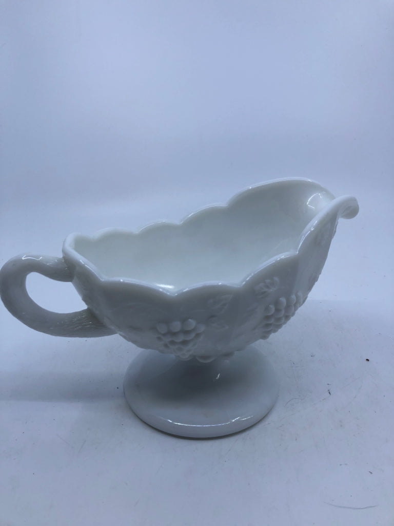 VTG MILK GLASS GRAVY BOAT.