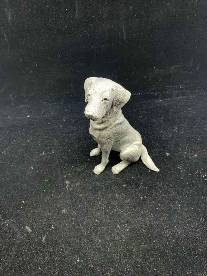 SILVER RESIN DOG.