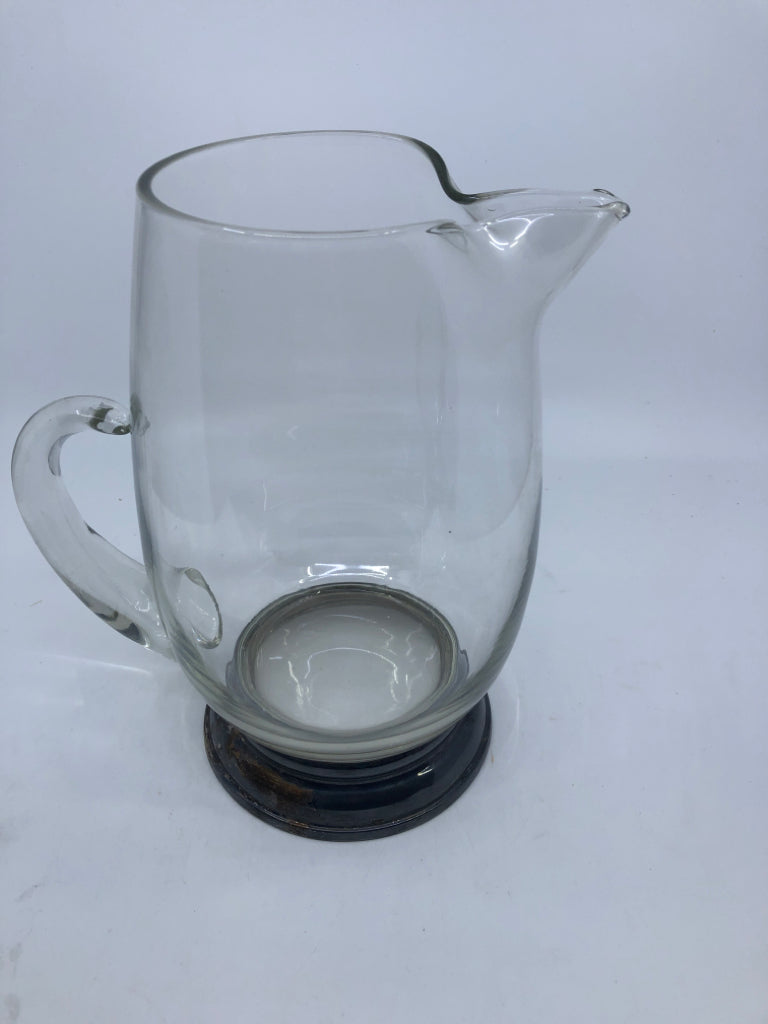 VTG SILVER BOTTOM PITCHER W ICE LIP.