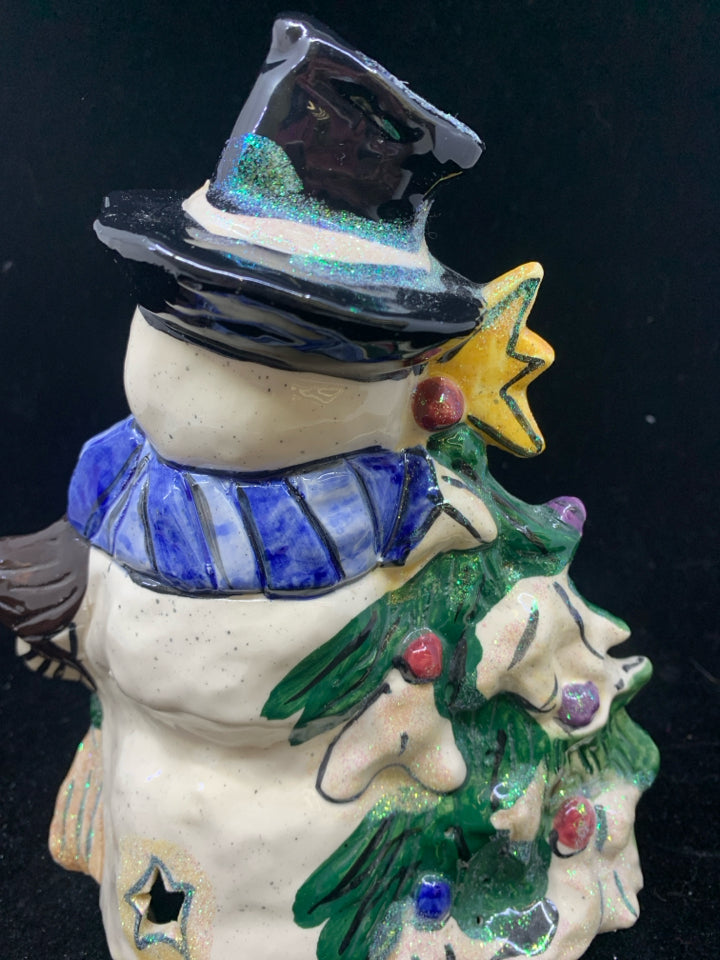 GLITTERY SNOWMAN CUTOUT STARS.