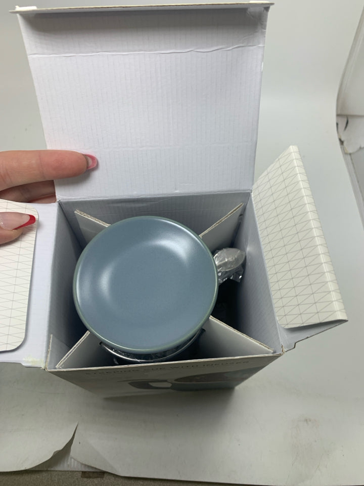 NIP TEA FORTE STONE BLUE STEEPING CUP W/ INFUSER.