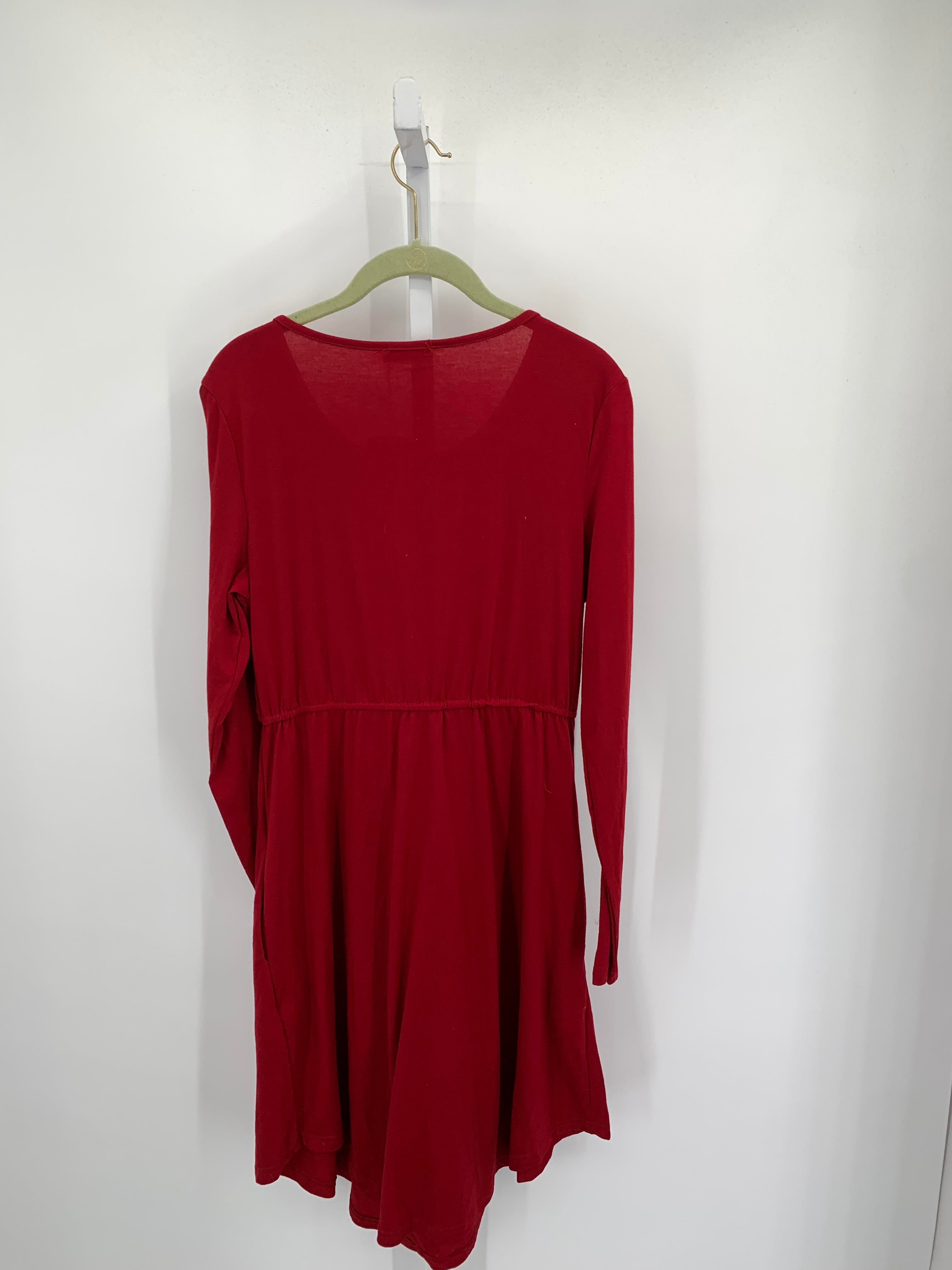 Red Size Medium Maternity Long Sleeve Dress