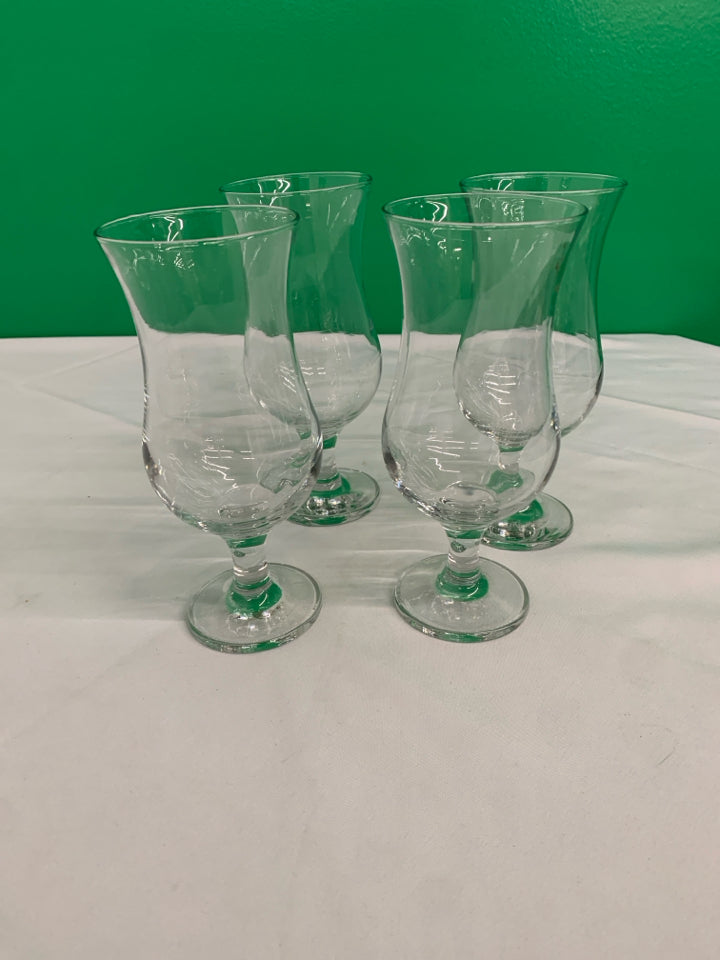 4 HOUR GLASS SHAPED WINE GLASSES.