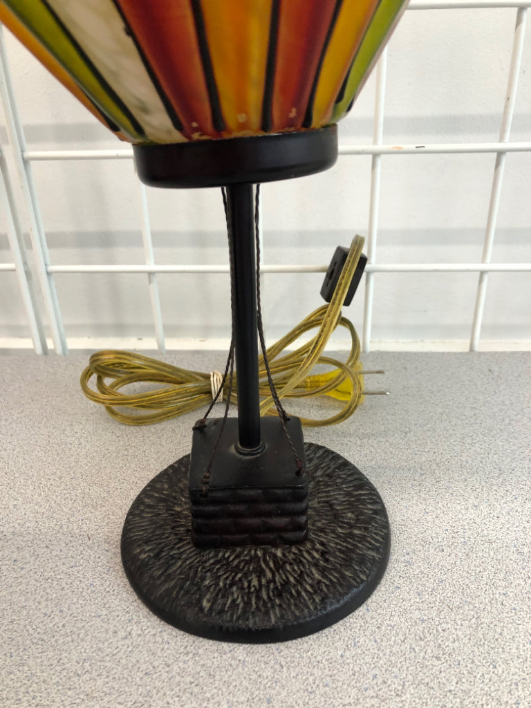 STAINED GLASS HOT-AIR BALLOON LAMP.