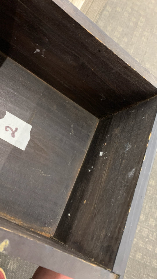 BLACK DISTRESSED CABINET W8 DRAWERS.