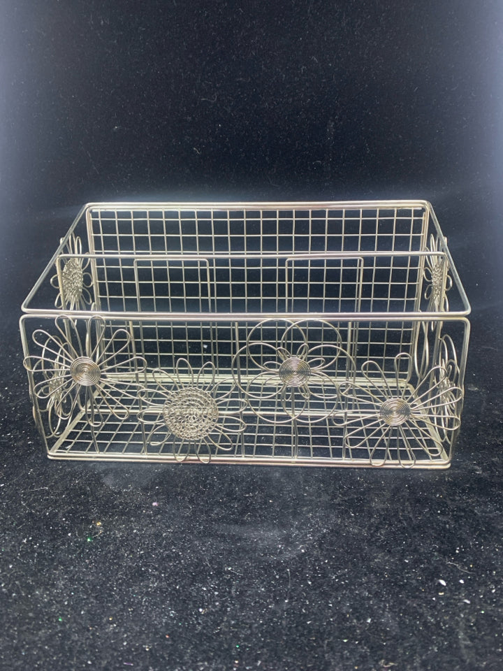 2 SLOT METAL MAIL FILE W/ FLOWERS.