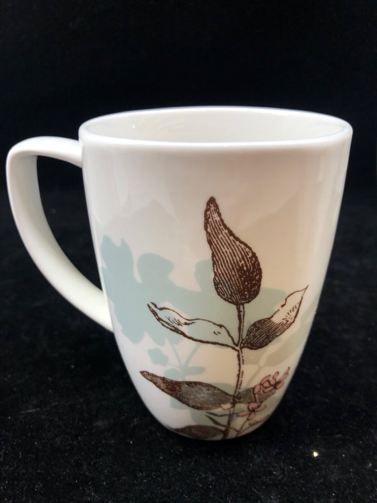 6 CORELLE BROWN LEAF PATTERN MUGS.