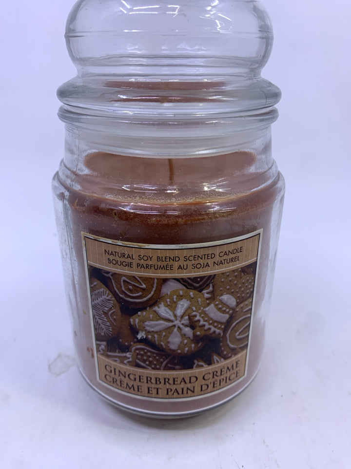 GINGERBREAD CREME CANDLE JAR.