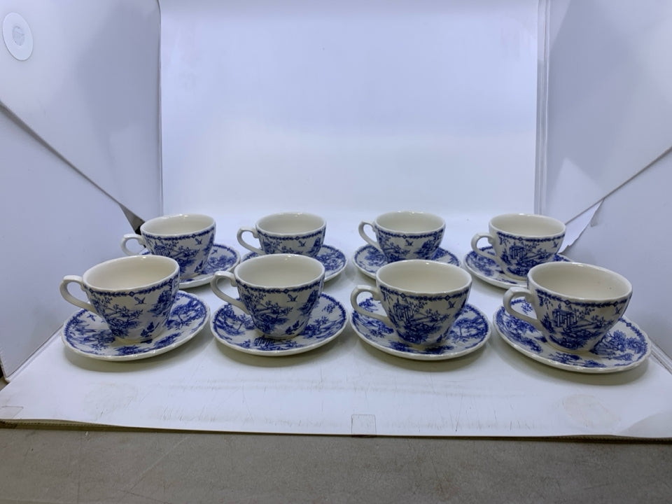 16 PC BLUE/WHITE 4 ASSORTED THEME.
