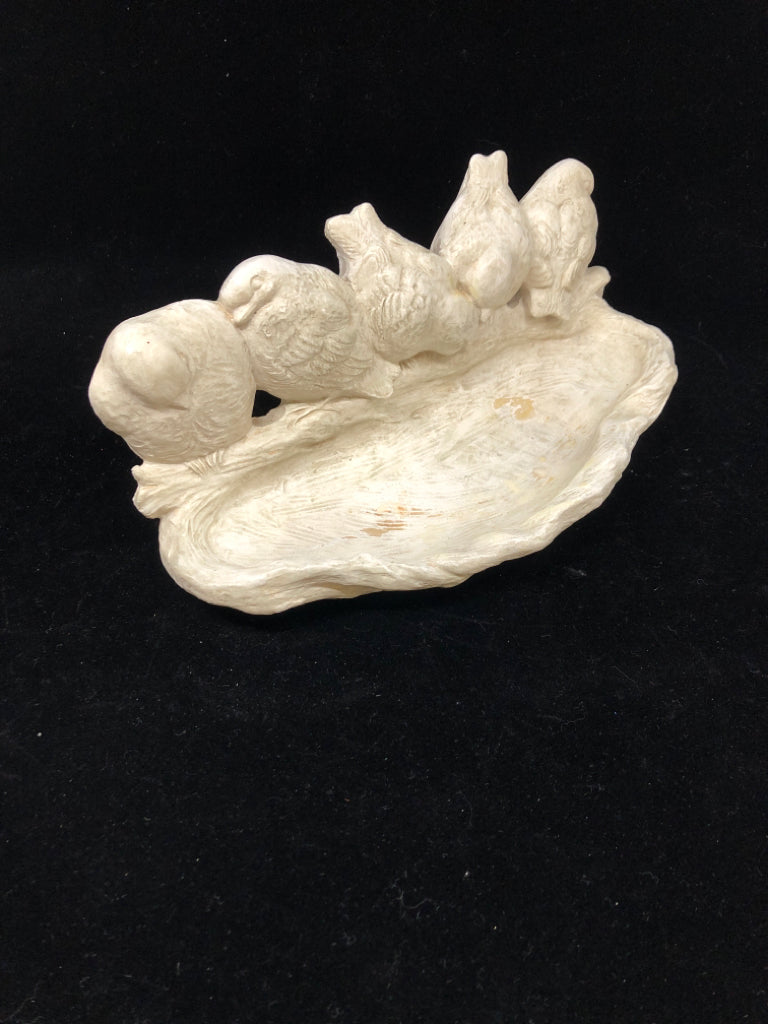 WHITE RESIN WALL BIRD FEEDER/BATH.