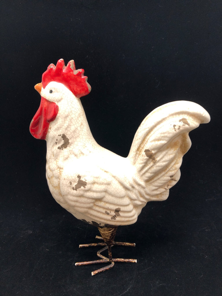 DISTRESSED ROOSTER FIGURINE.