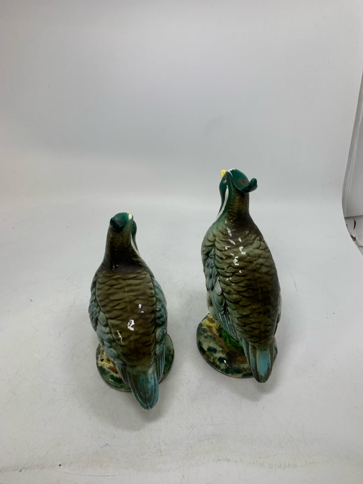 2 COLORFUL STANDING QUAILS.