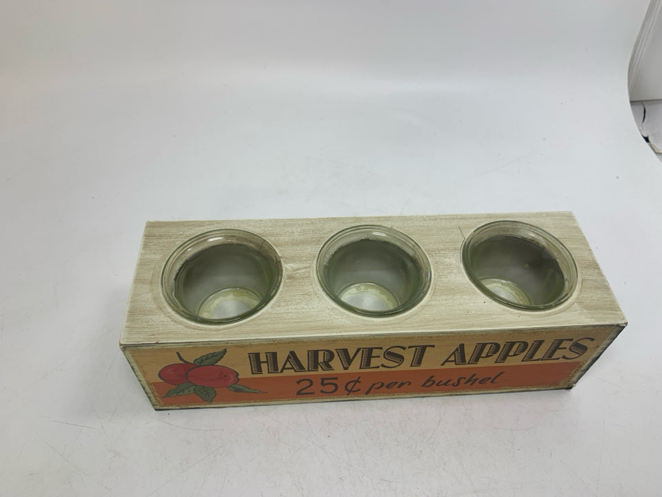 HARVEST APPLES 3 SLOT TEA LIGHT HOLDER.