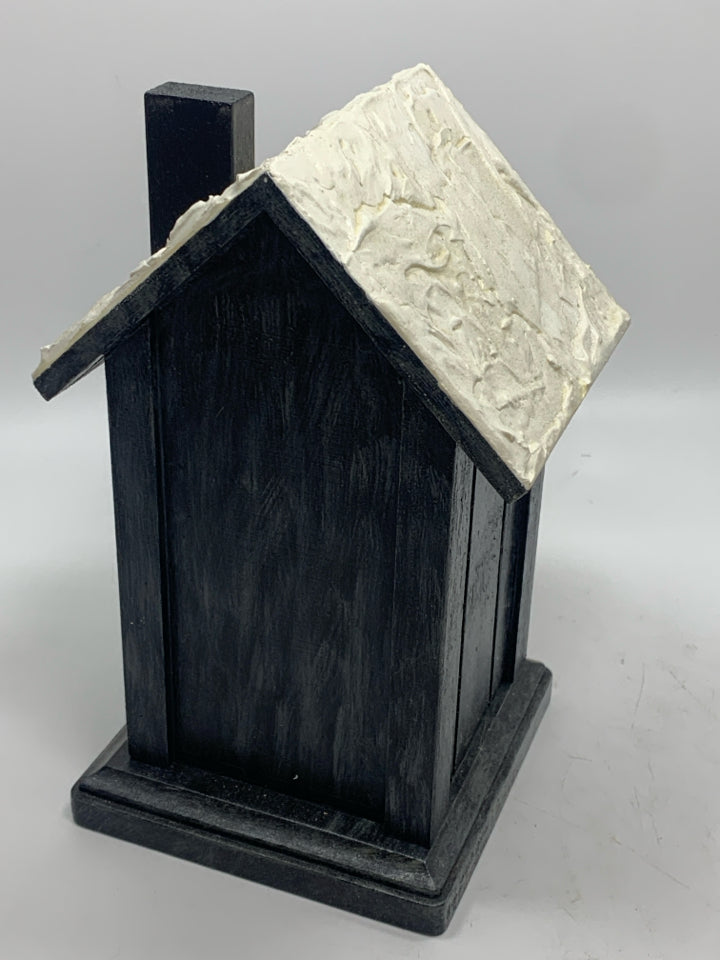 BLACK BIRDHOUSE DECOR W/CARDIAL.