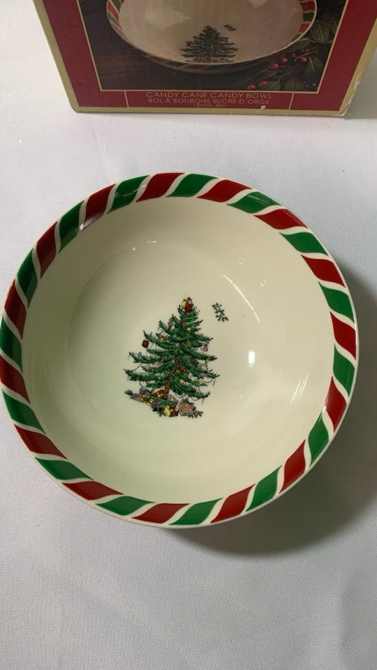 NIB SPODE CANDY CANE BOWL.