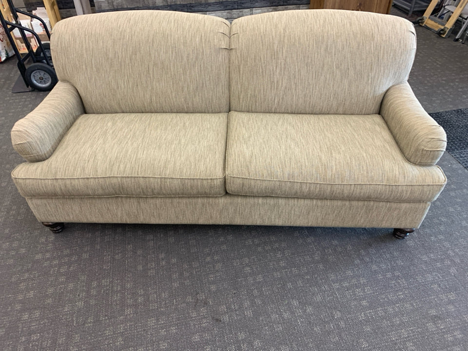 TAN COUCH FURNITURE BROWN LEGS.