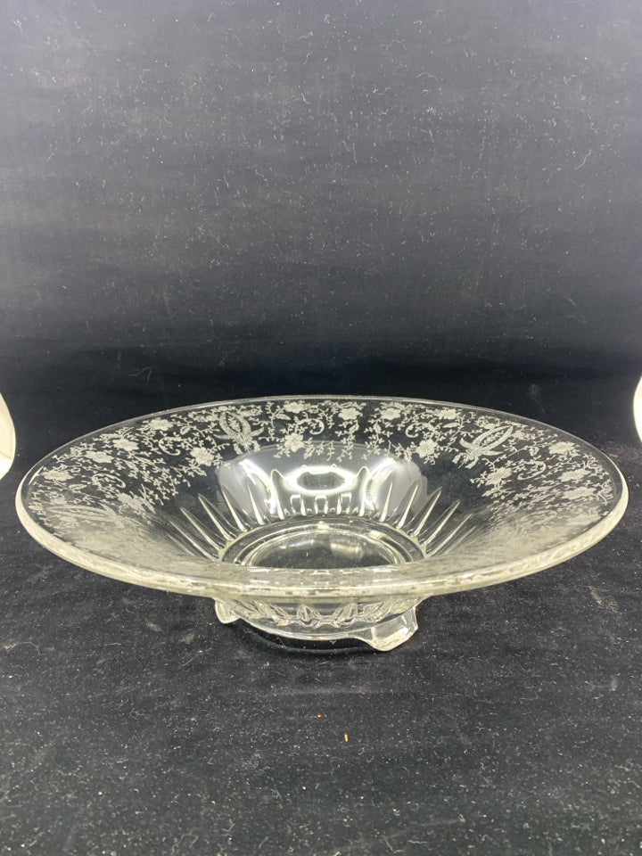 VTG ETCHED FLORAL BOWL.