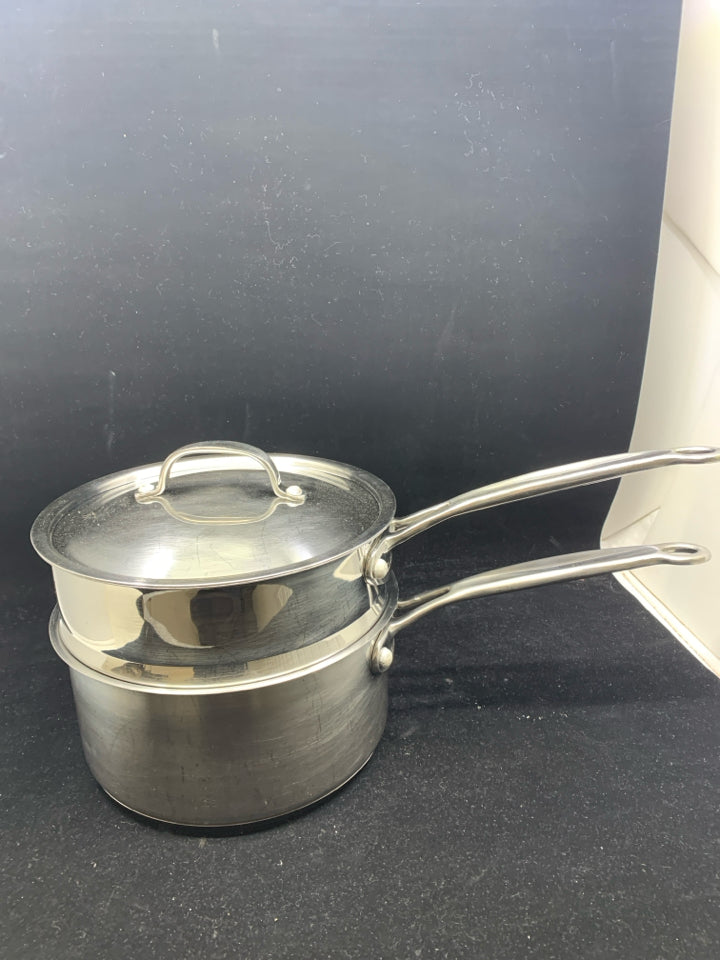 3 PC CUISINART STAINLESS STEEL  STEAMER/SAUCE PAN.