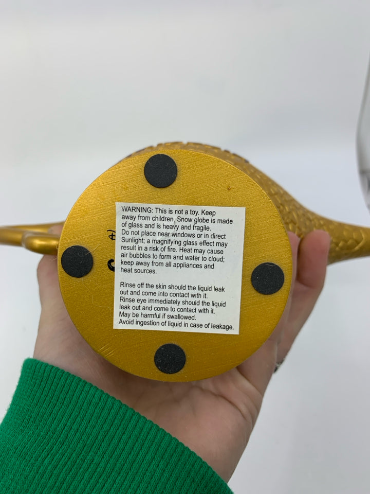 ALADDIN & JASMINE INSIDE JEANIE BOTTLE SNOW GLOBE MUSIC WORKS.