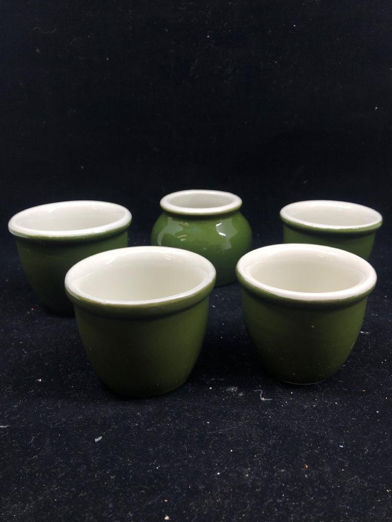 5PC GREEN SAKE CUPS SET.