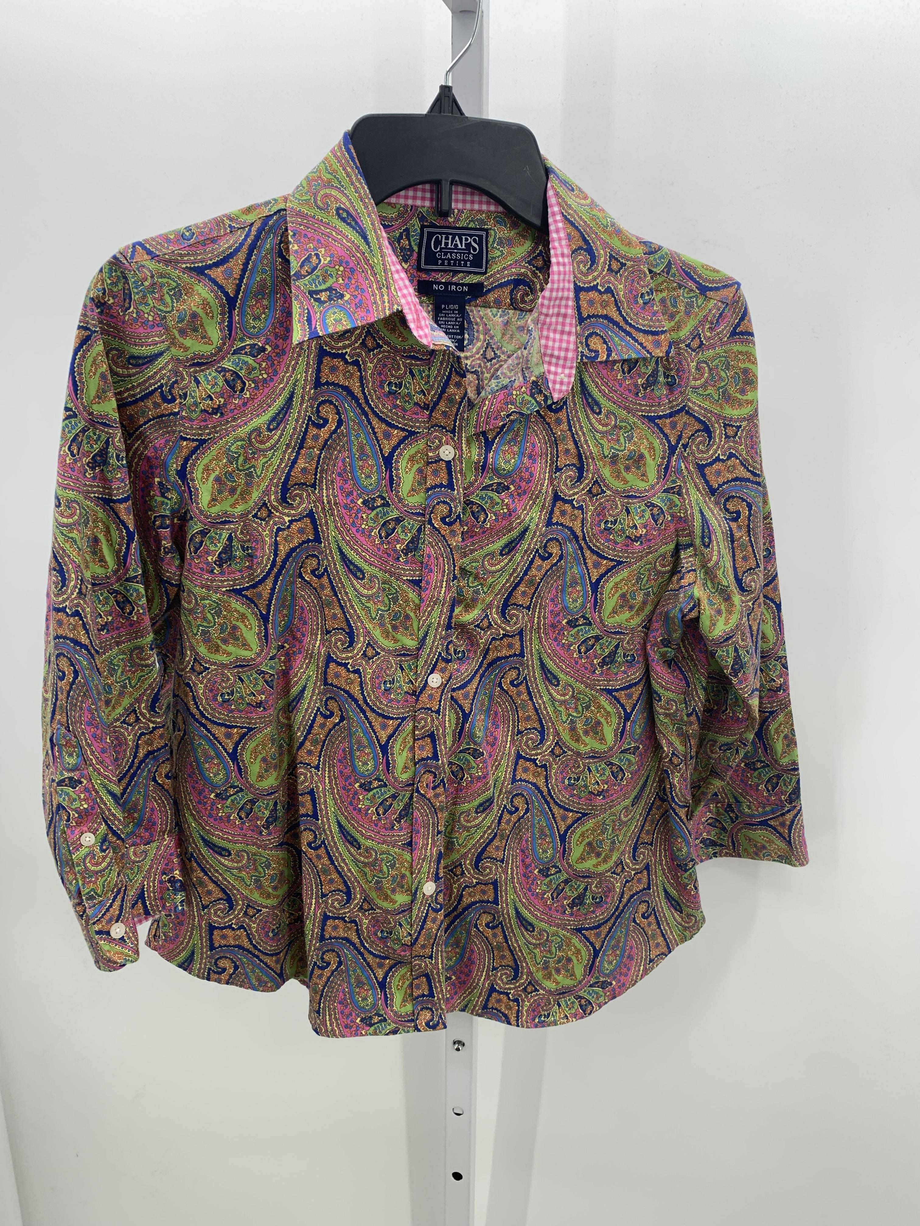 Chaps Size Large Petite Petite 3/4 Sleeve Shirt