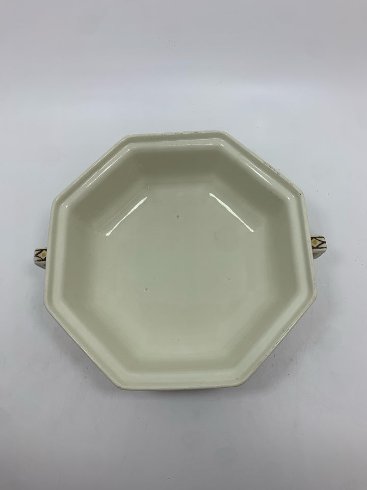 VTG FLORAL SERVING DISH- DOUBLE HANDLES.