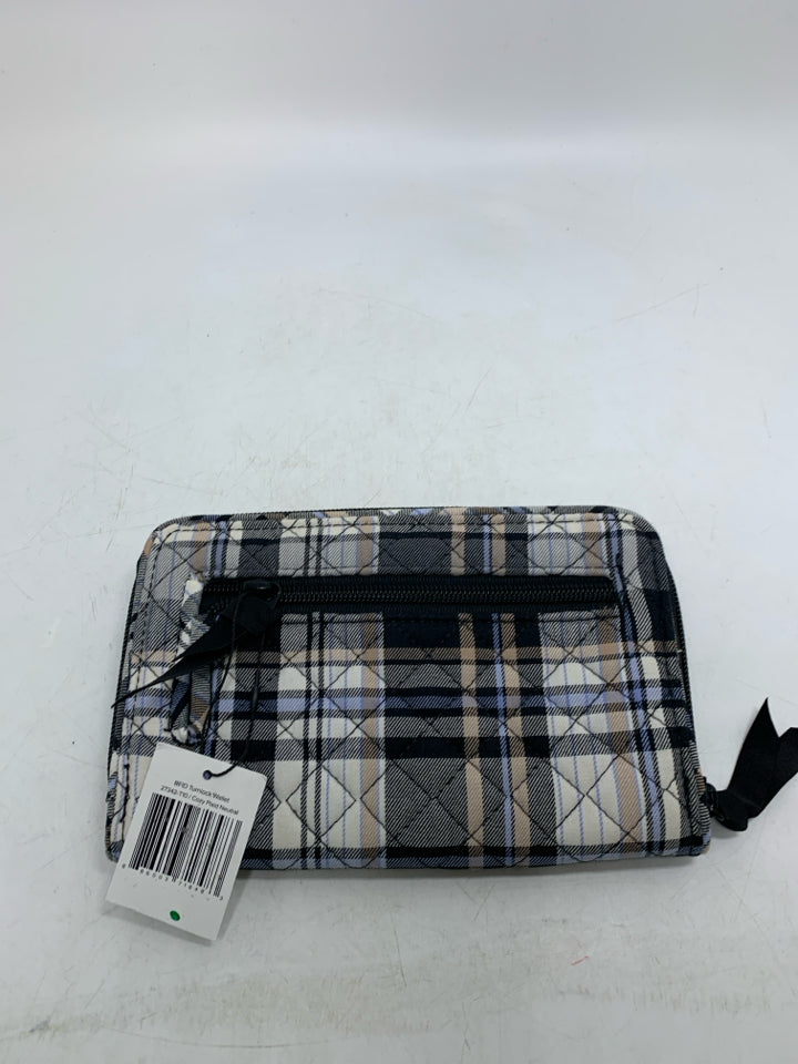 Vera Bradley RFID Turnlock Wallet in Cozy Plaid Neutral- New With Tags
