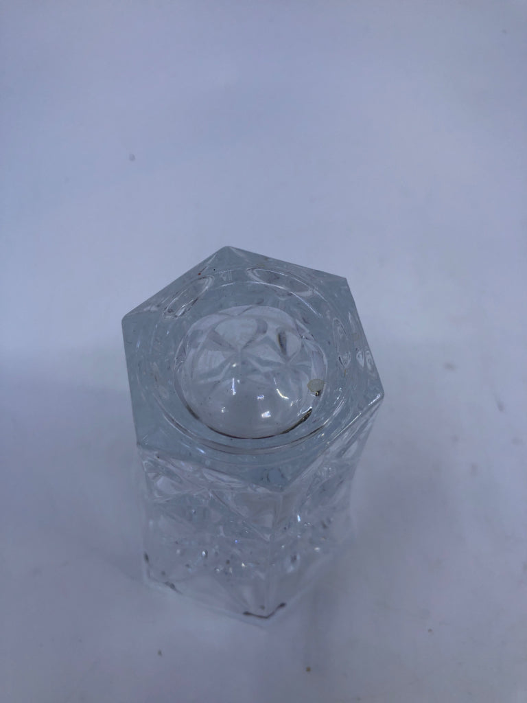 CUT CRYSTAL HEXAGON SMALL VASE.