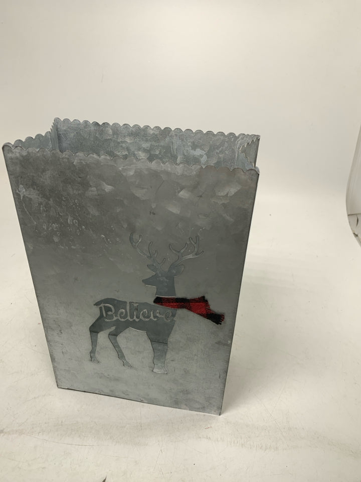 GALVANIZED BAG W/ DEER CUTOUT "BELIEVE".