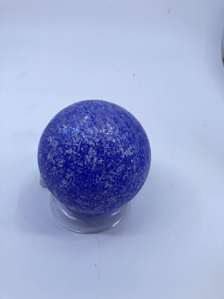 BLUE BLOWN GLASS BULB ORNAMENT-NIB.