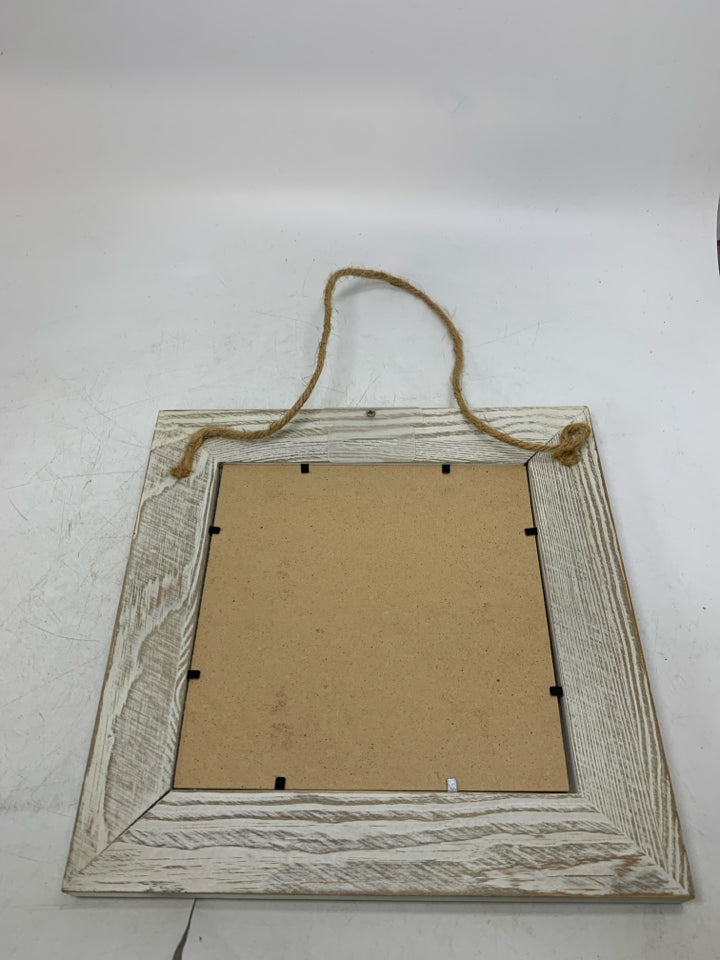 WHITE WASHED FRAME BURLAP MR & MRS WALL HANGING.
