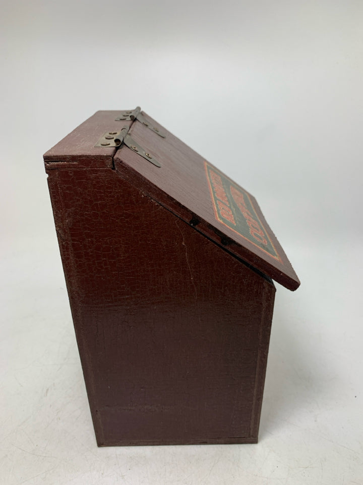 RUSTIC RED ROOSTER COFFEE BIN W/ FLAP LID DECORATIVE.