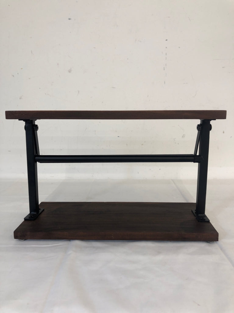 DARK WOOD/ METAL COUNTER PAPER TOWEL HOLDER.