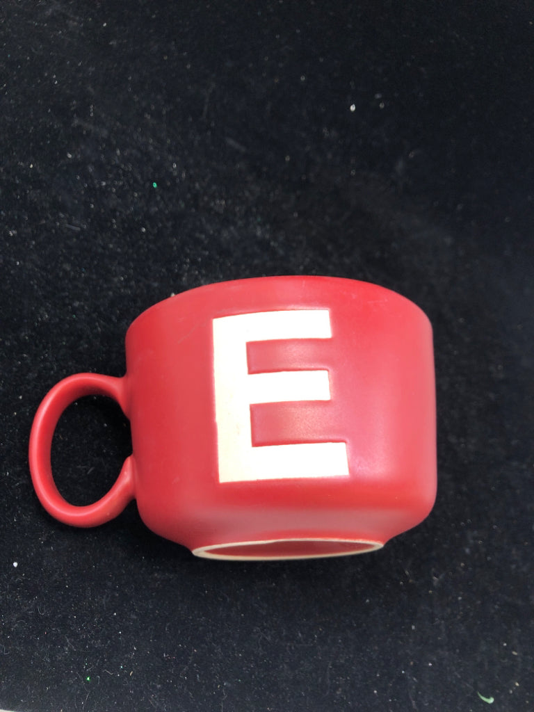 RED SOUP MUG W/ MONOGRAM E.