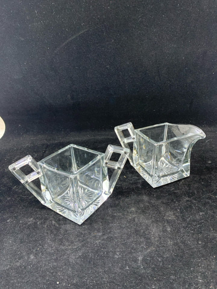 VTG HEAVY ART DECO STYLE SUGAR AND CREAMER.