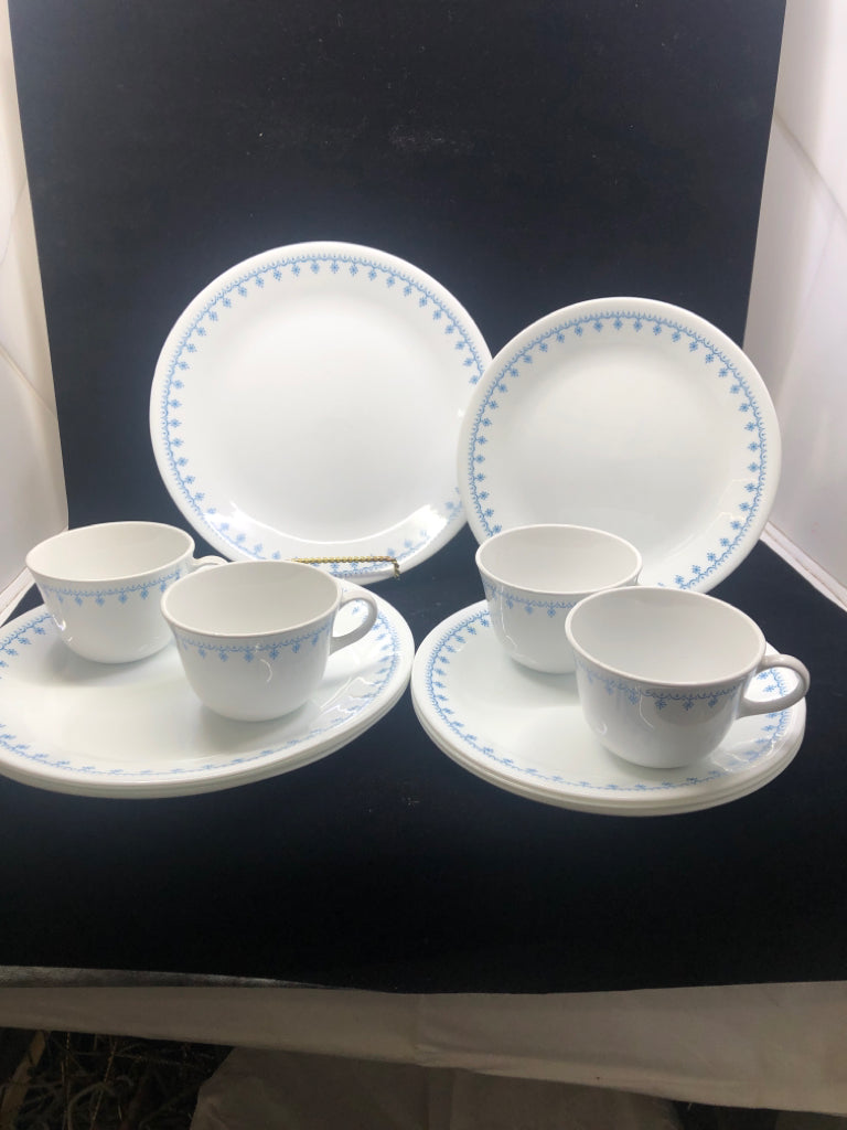 12PC BLUE PATTERN DISH SET-SVC 4.