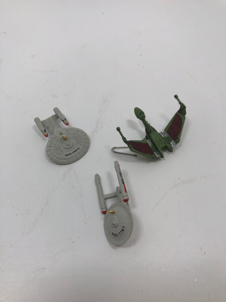 3 PC MINI STAR TREK ORNAMENTS.