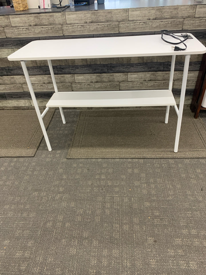 WHITE FOLD UP DESK W/ 2 OUTLETS/2 USB *MINOR WEAR.