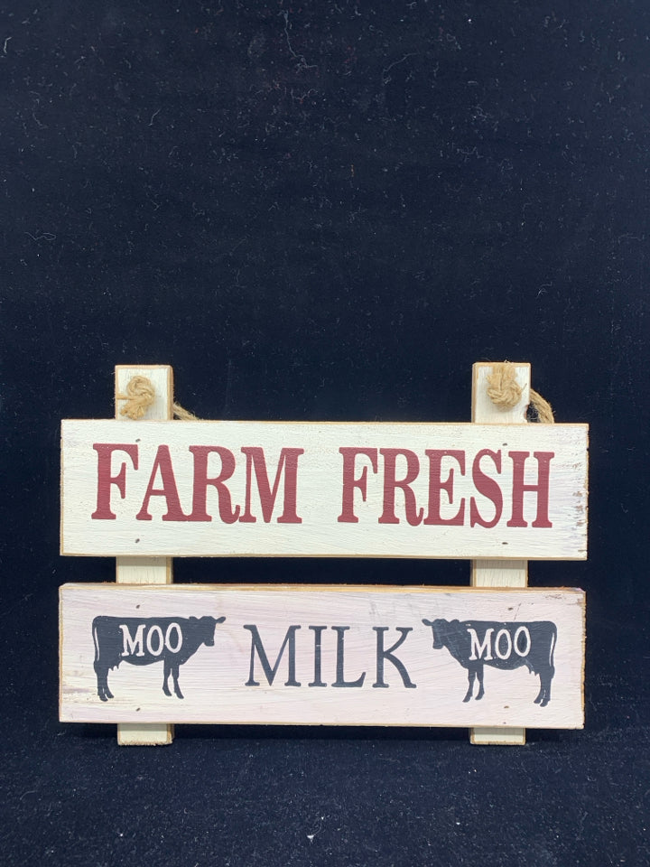 FARM FRESH MILK WOOD WALL HANGING.