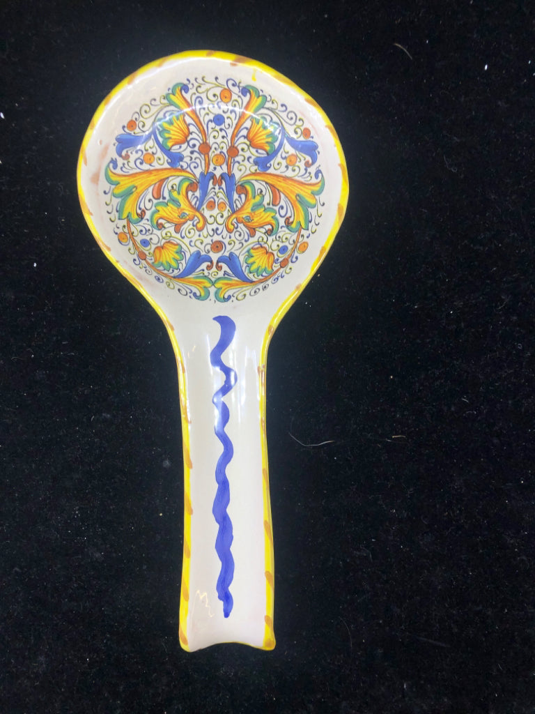 HAND PAINTED COLORFUL SPOON REST.